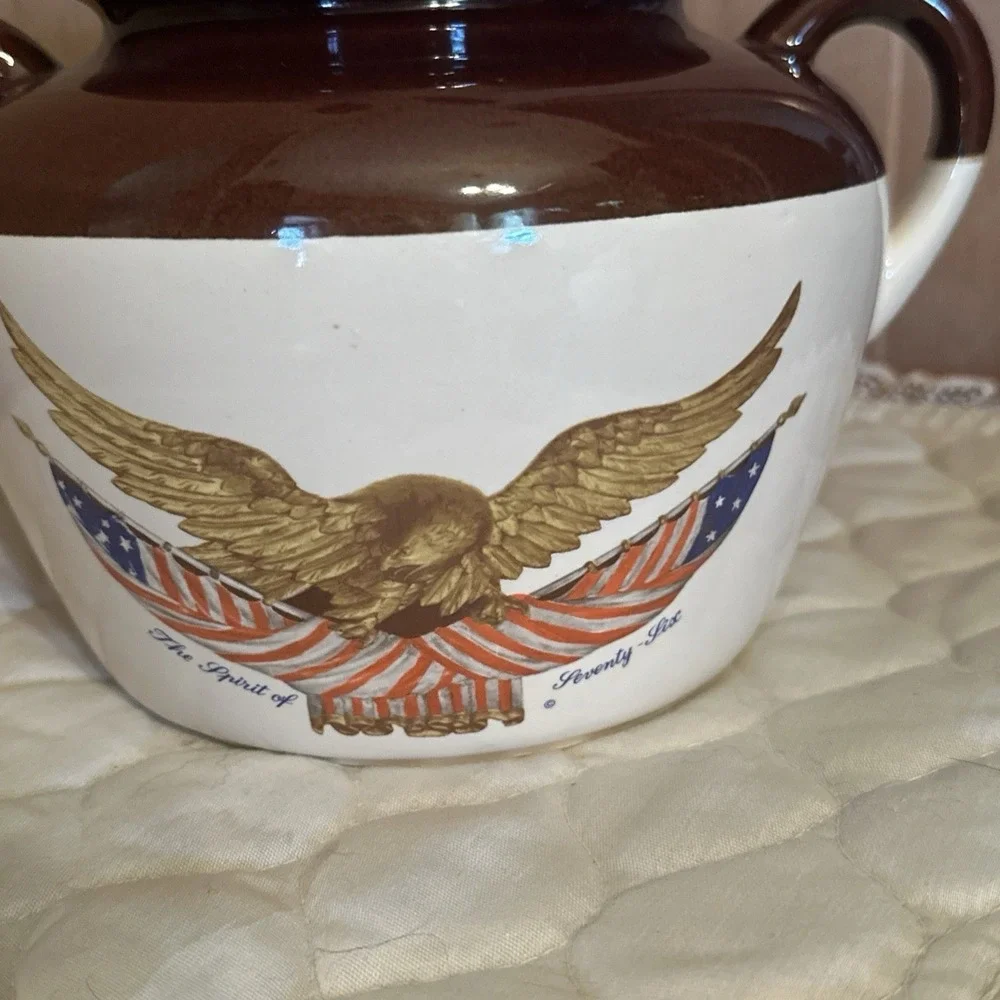 Vintage McCoy Pottery Spirit of 76 Bicentennial Eagle 5 Pc Set Signed Ceramics